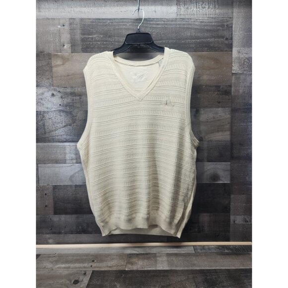 Cutter & Buck Plumas Pines Golf Course Cream Sweater Vest Men's Sz Lrg - Picture 1 of 7